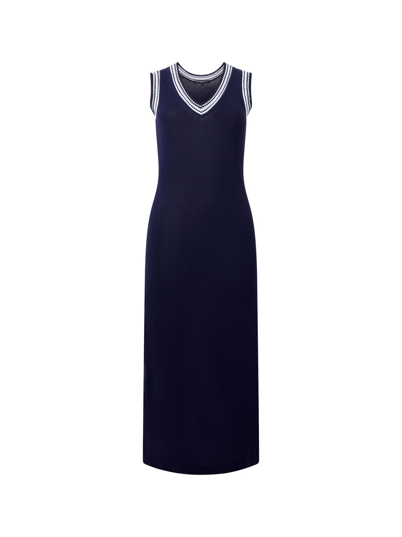 Sage Knitted Trim Dress