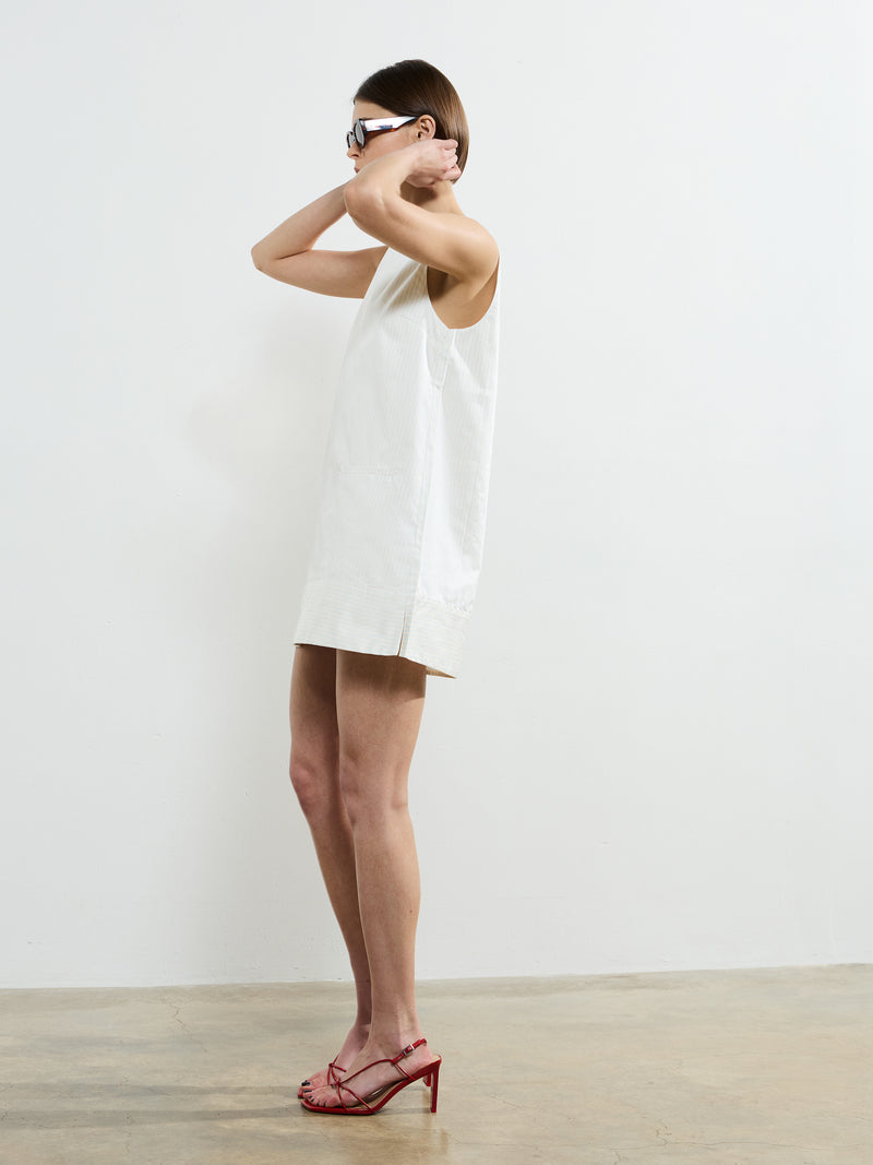 Pinstripe Sleeveless Shift Dress