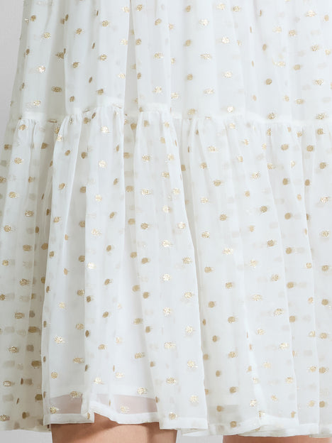 Arlo Jacquard Lurex Dot Tiered Dress