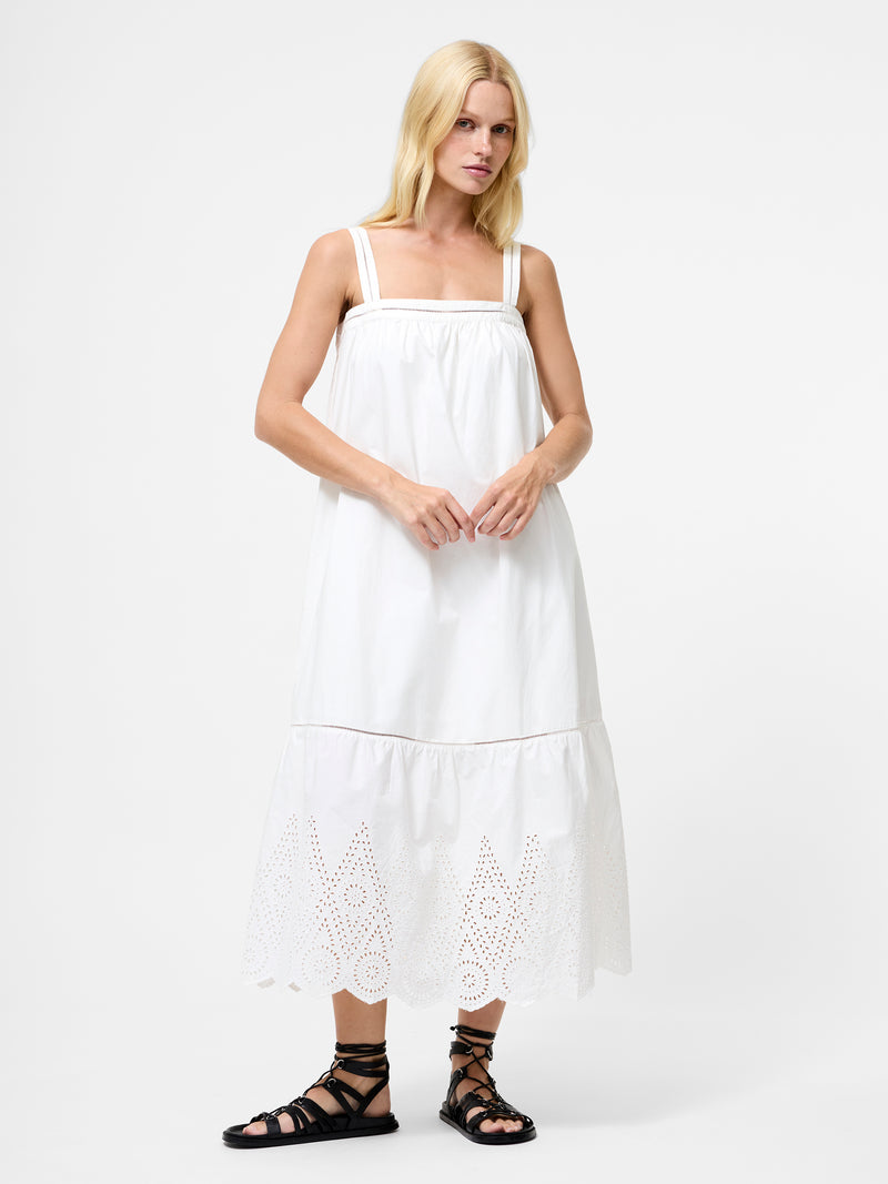 Cotton Square Neck Midi Dress