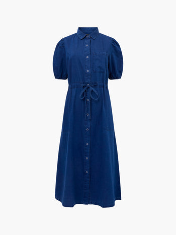 Chambray Popper Through Tie Shirt Dress