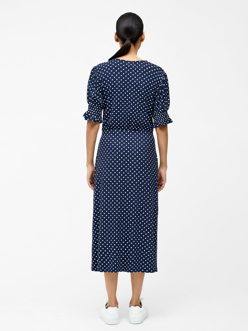 Spot Button Through Midi Dress