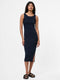 Ribbed Slash Neck Midi Dress