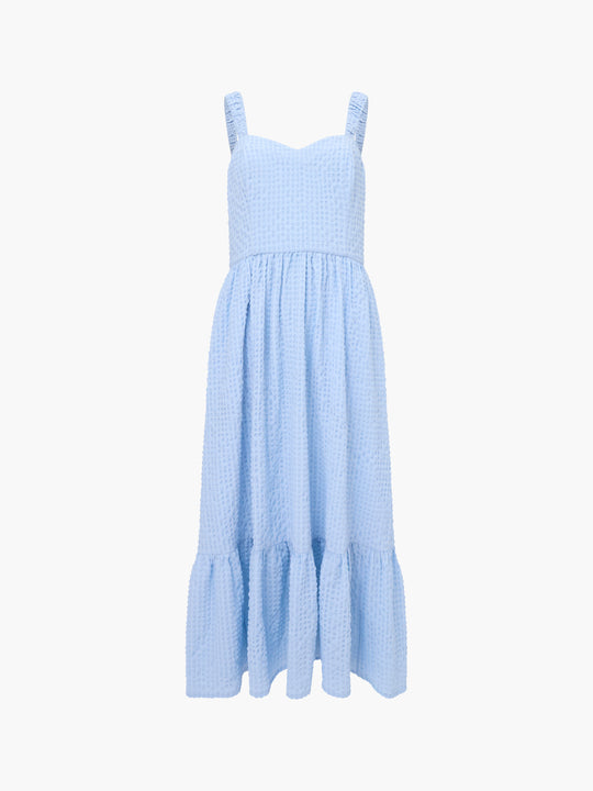 Sweetheart Textured Strap Midi Dress