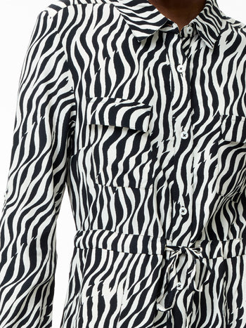Seine Zebra Tie Shirt Dress