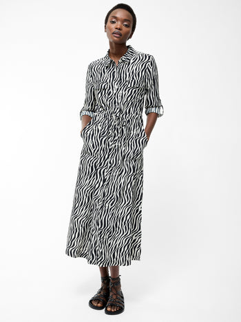 Seine Zebra Tie Shirt Dress