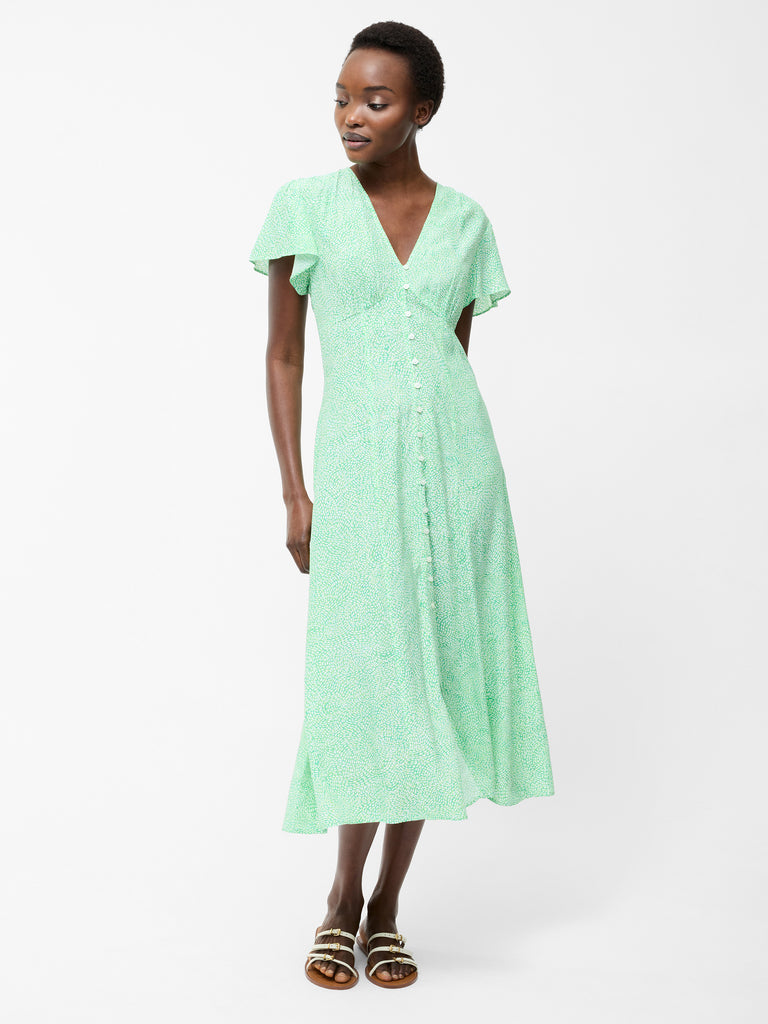 french connection mint green dress Bernice Eco V Neck Printed Tea Dress