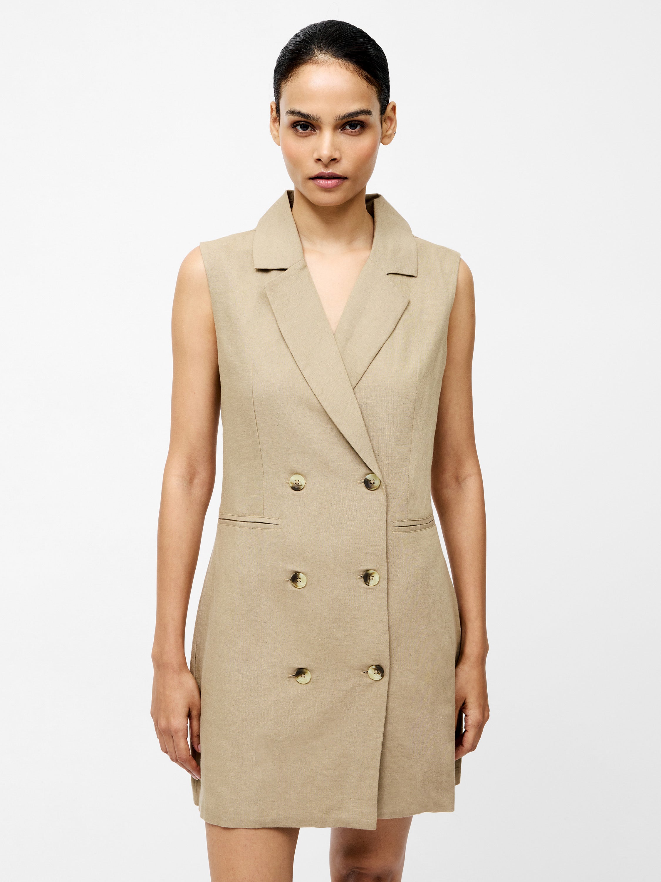 Linen Sleeveless Blazer Dress - Main Image