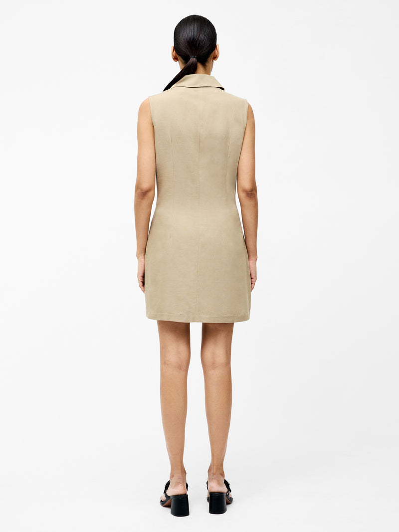 Linen Sleeveless Blazer Dress