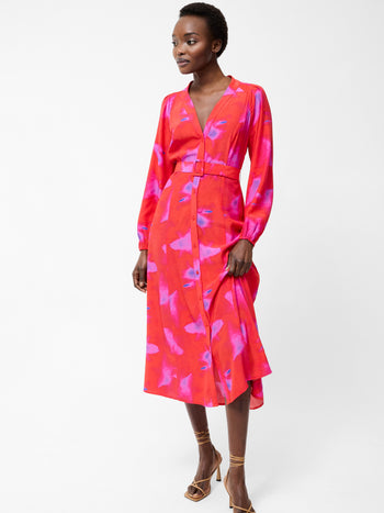 Christy Belted V Neck Midi Dress