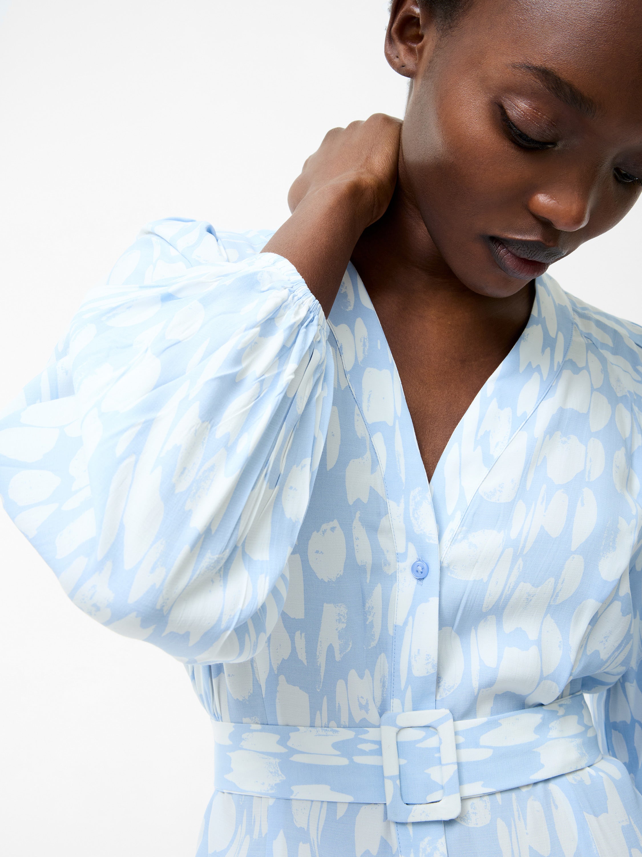 Islanna Long Sleeve Belted Midi Dress Cashmere Blue
