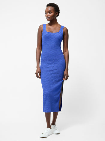 Textured Square Neck Midi Dress