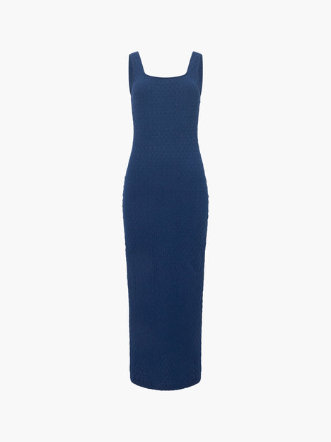 Textured Square Neck Midi Dress