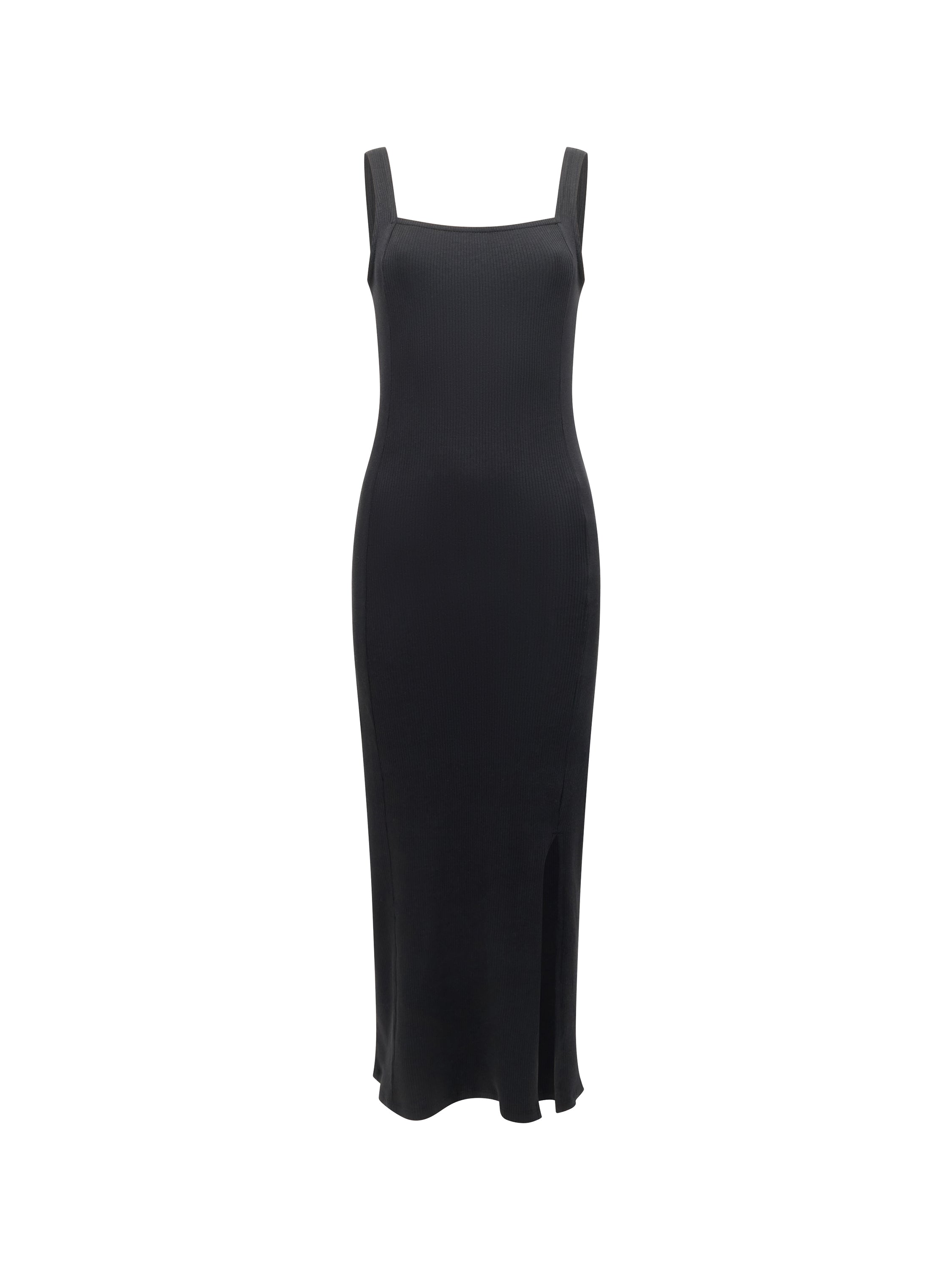 Square Neck Ribbed Bodycon Midi Dress