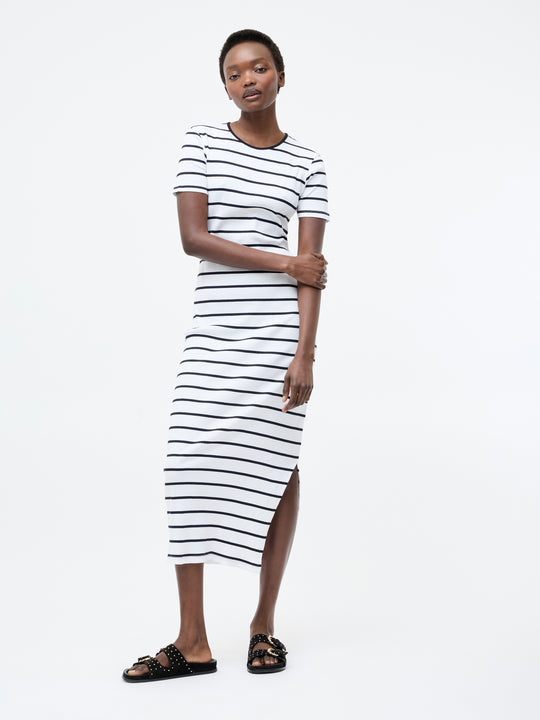Ribbed Striped Midi Dress