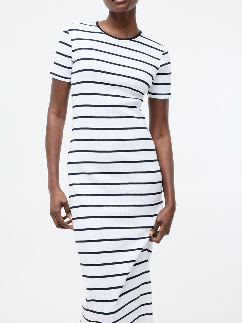 Ribbed Striped Midi Dress