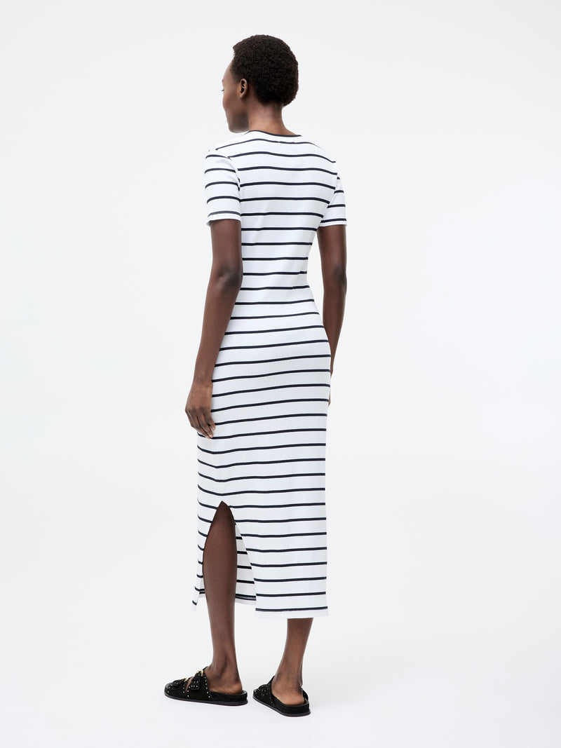 Ribbed Striped Midi Dress