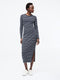 Ribbed Stripe Long Sleeve Midi Dress