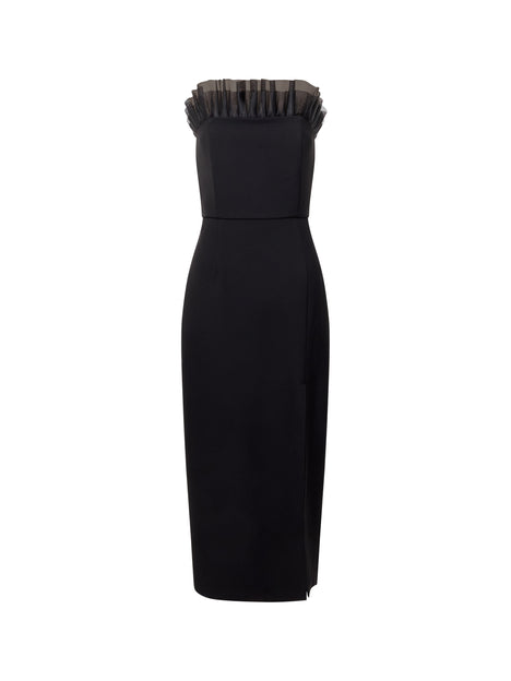 Bandeau Organza Mix Frill Midi Dress