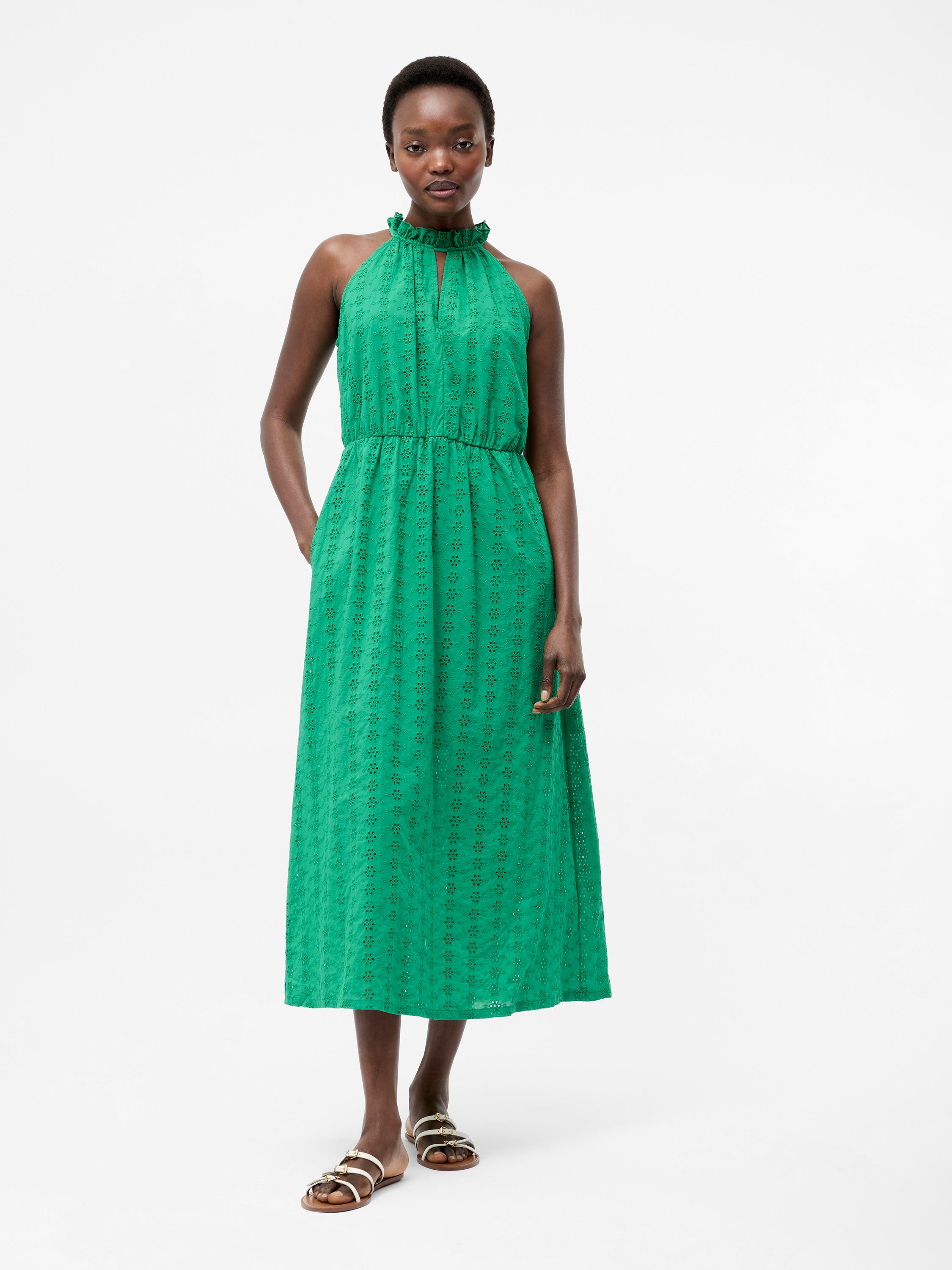Broderie Halter Midi Dress