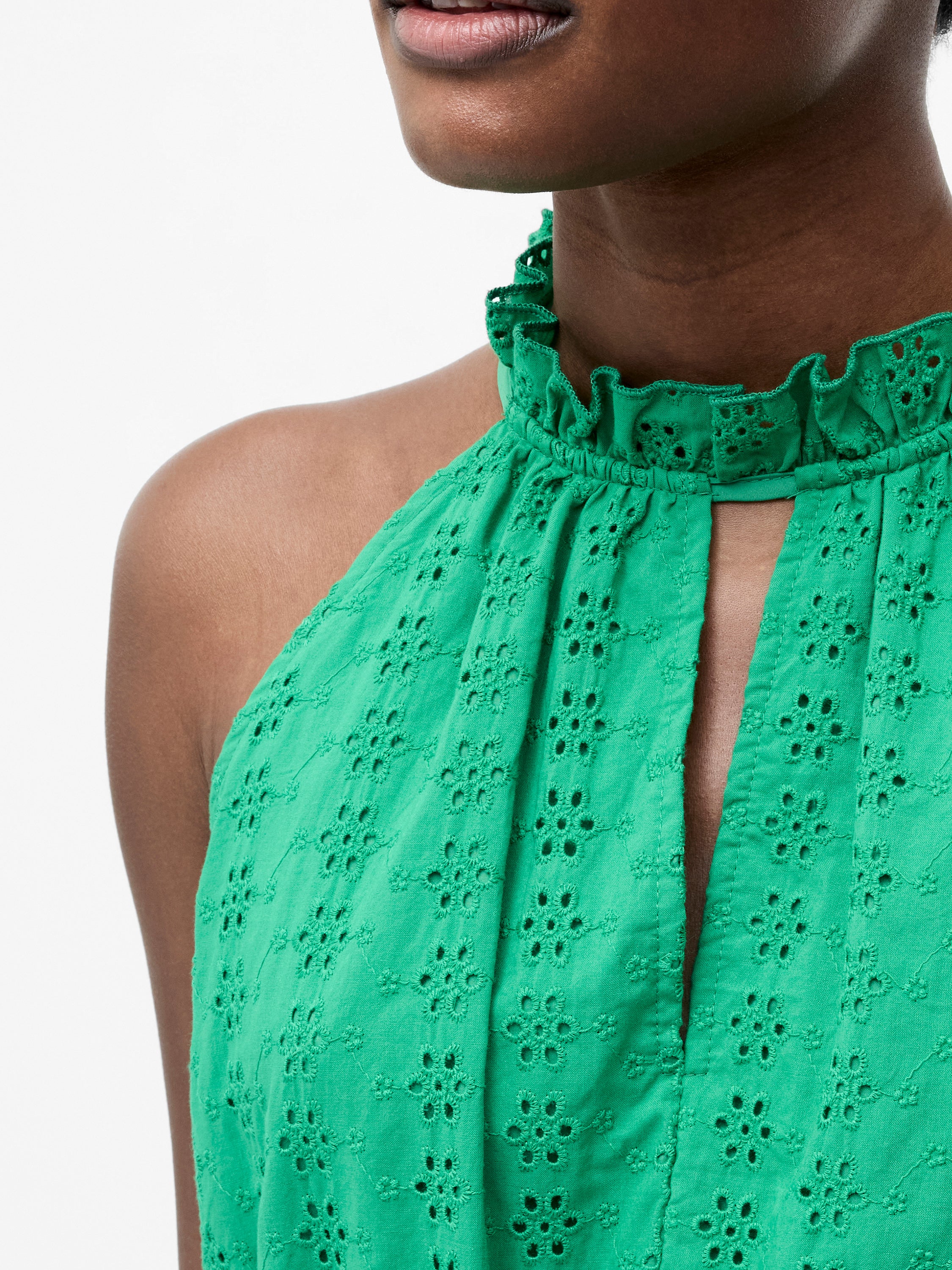 Broderie Halter Midi Dress