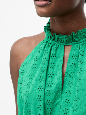 Broderie Halterneck Midi Dress