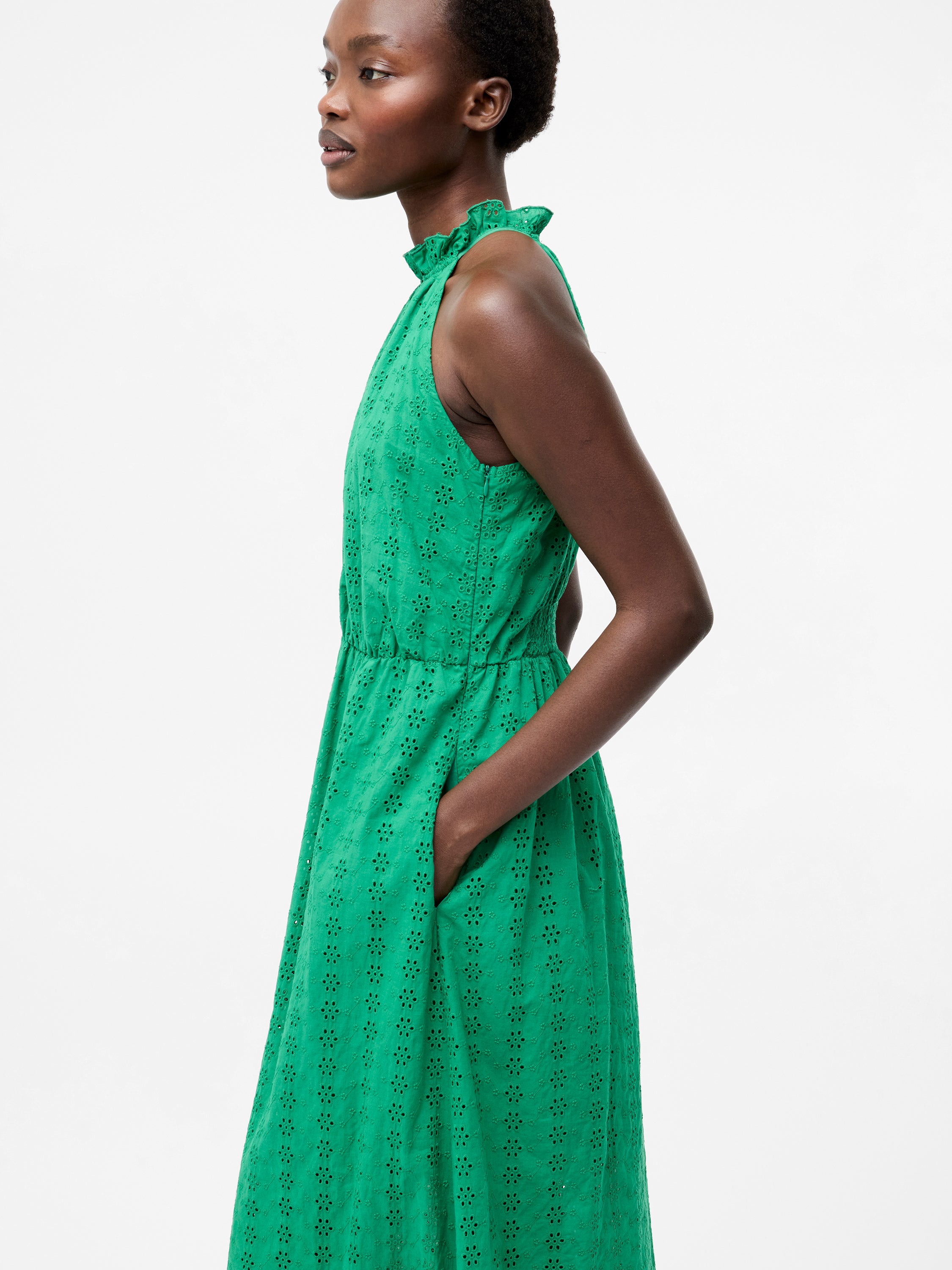 Broderie Halter Midi Dress