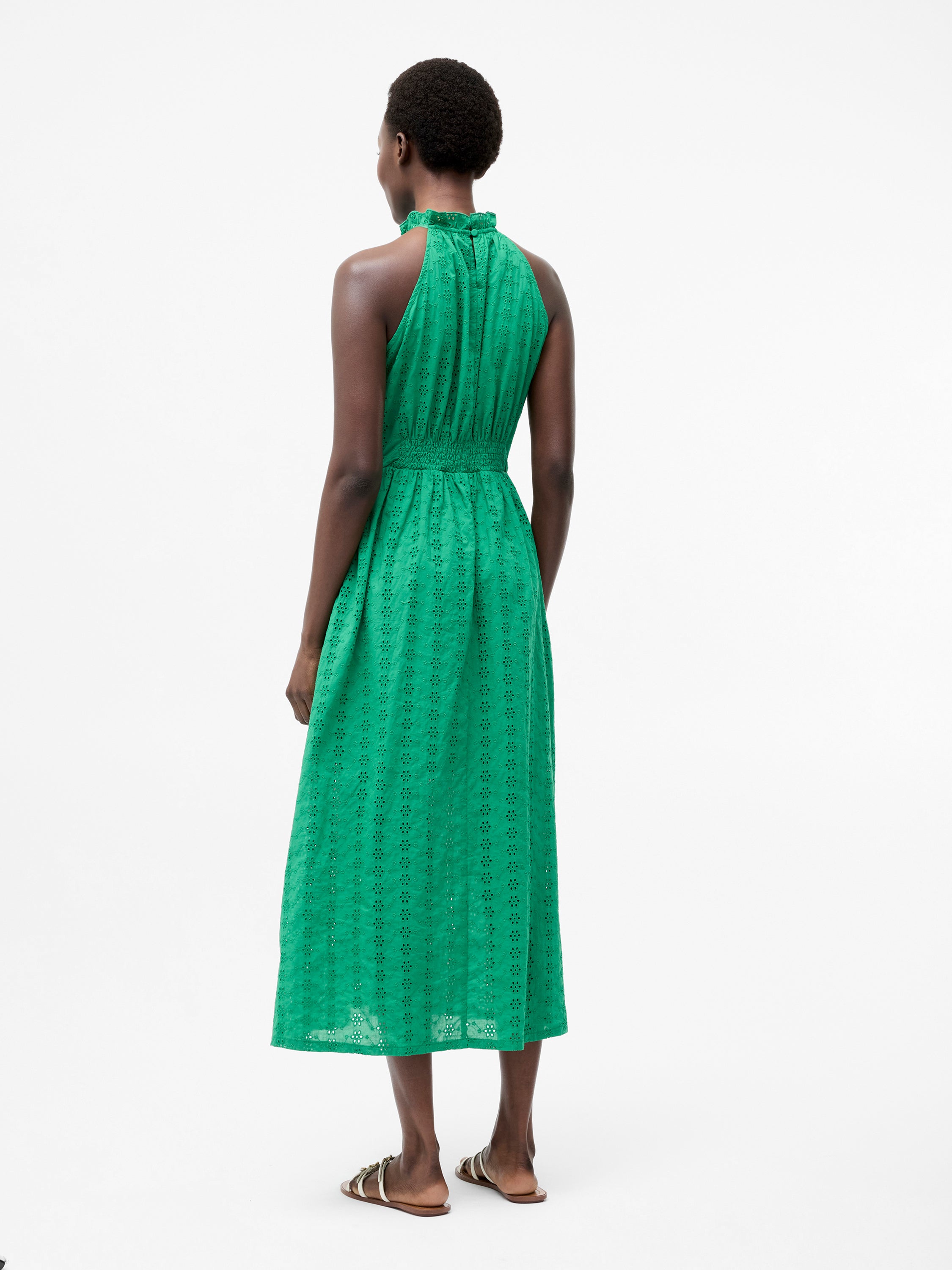 Broderie Halter Midi Dress