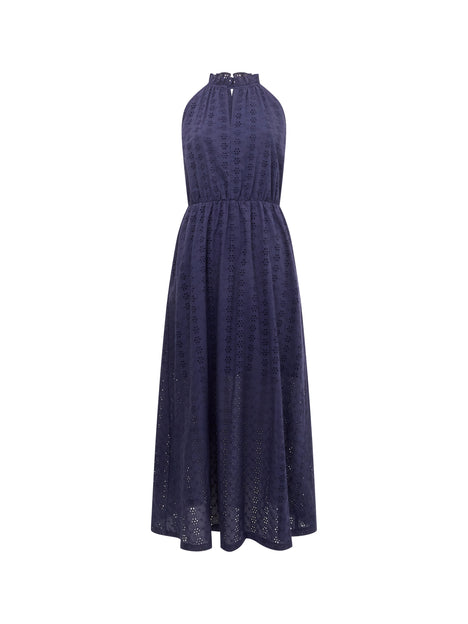 Broderie Halterneck Midi Dress
