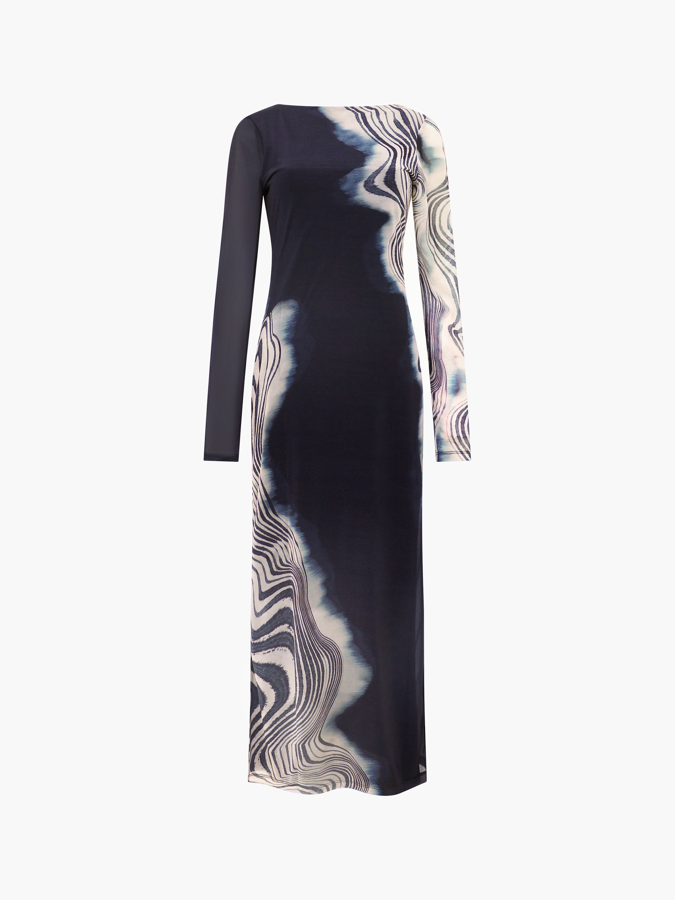 desiree formal flocked mesh dress Desiree Sequin Bead Drape Formal Dress