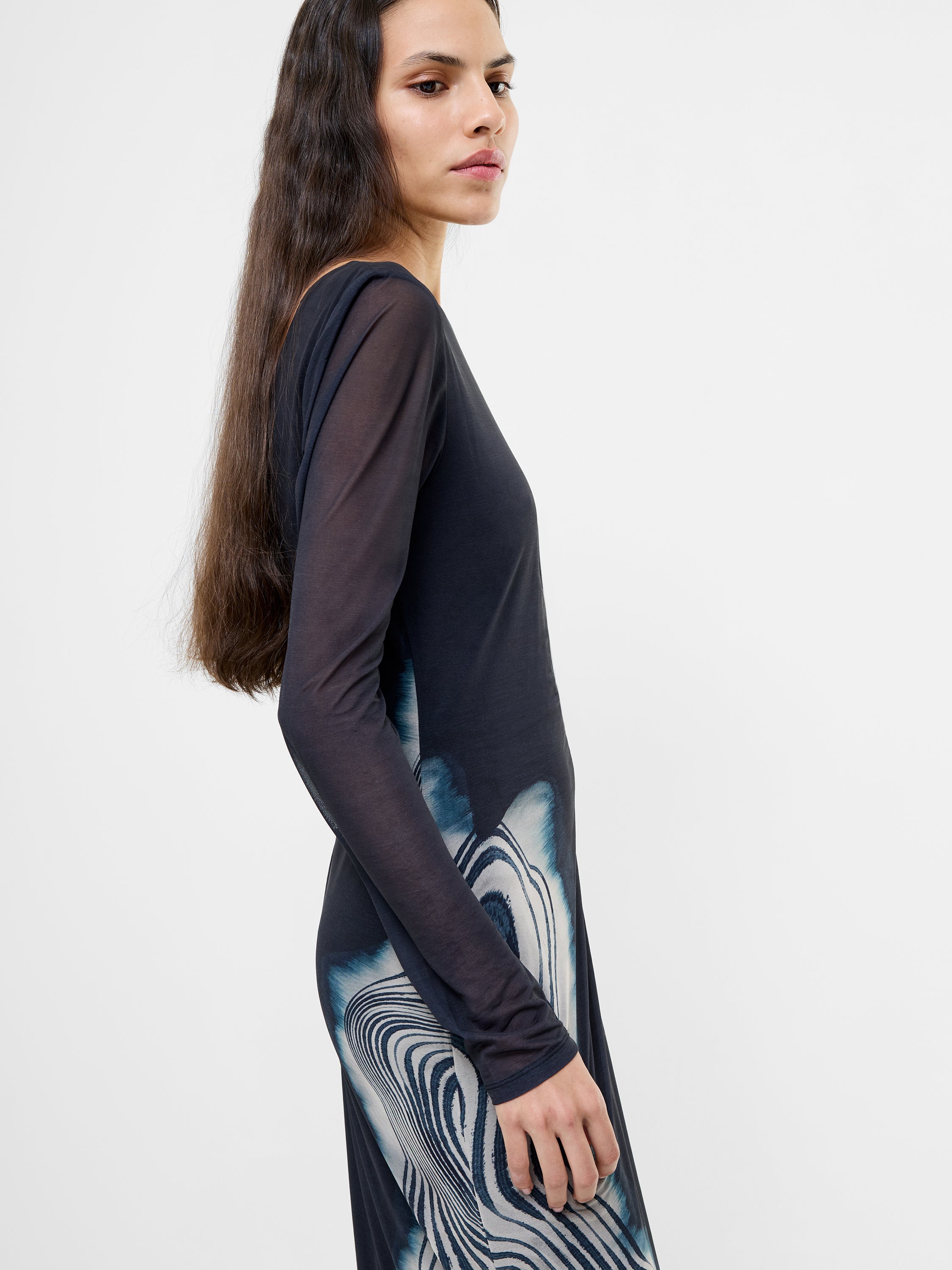 Celeste Shuri Mesh Midi Dress Petrol