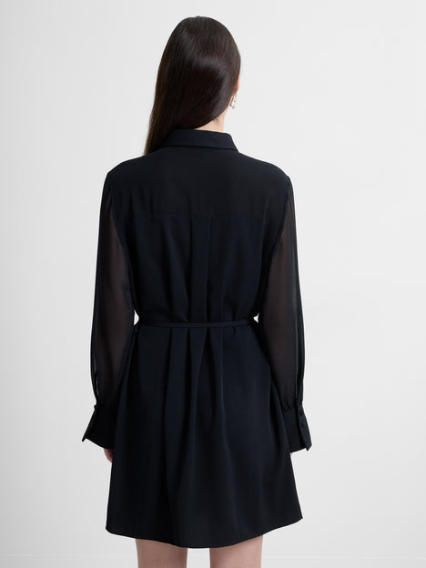 Arezzo Tie-Neck Mini Shirt Dress