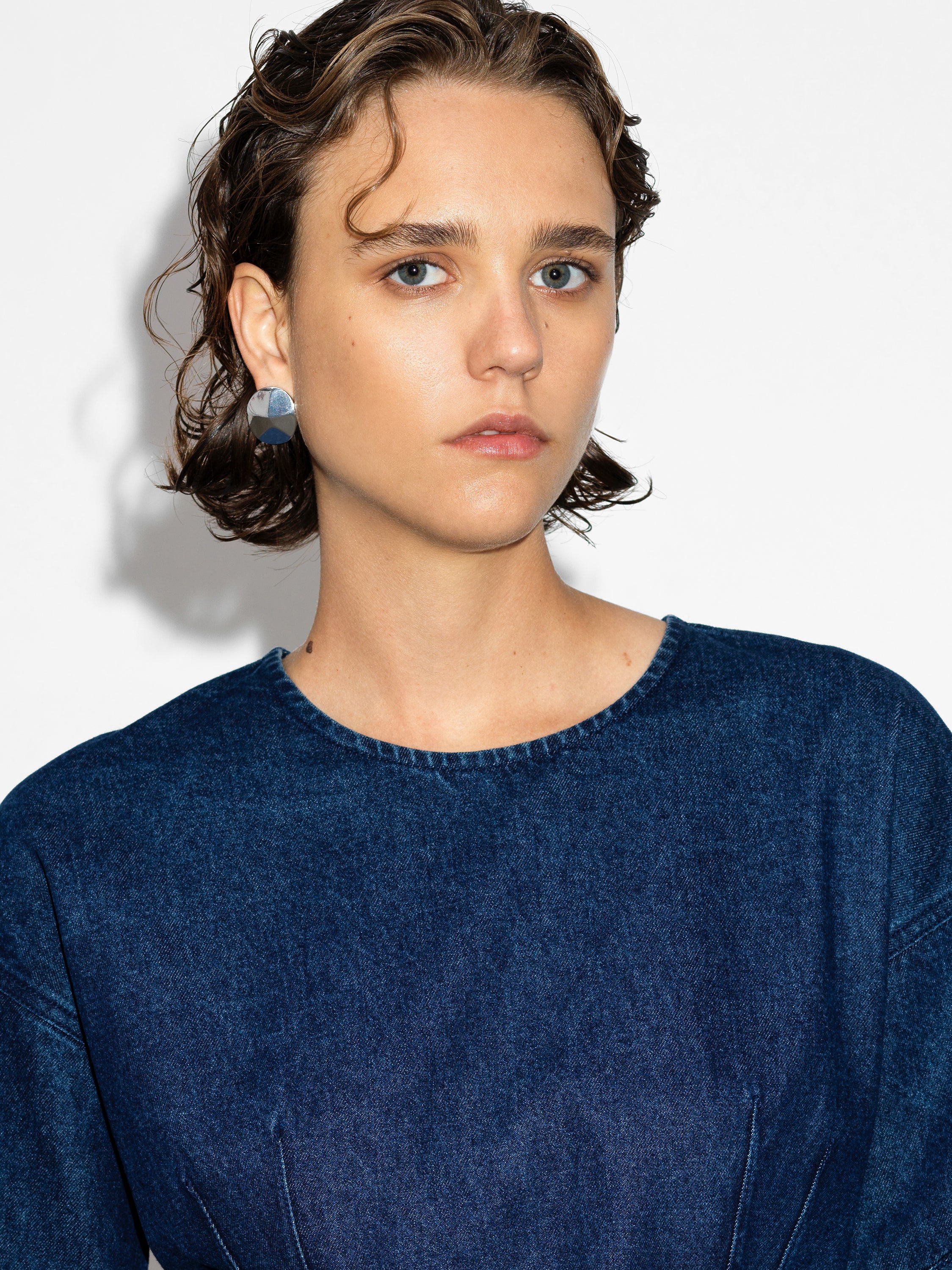 fcuk denim dress Leighton Denim Banana Sleeve Mini Dress Dark Indigo