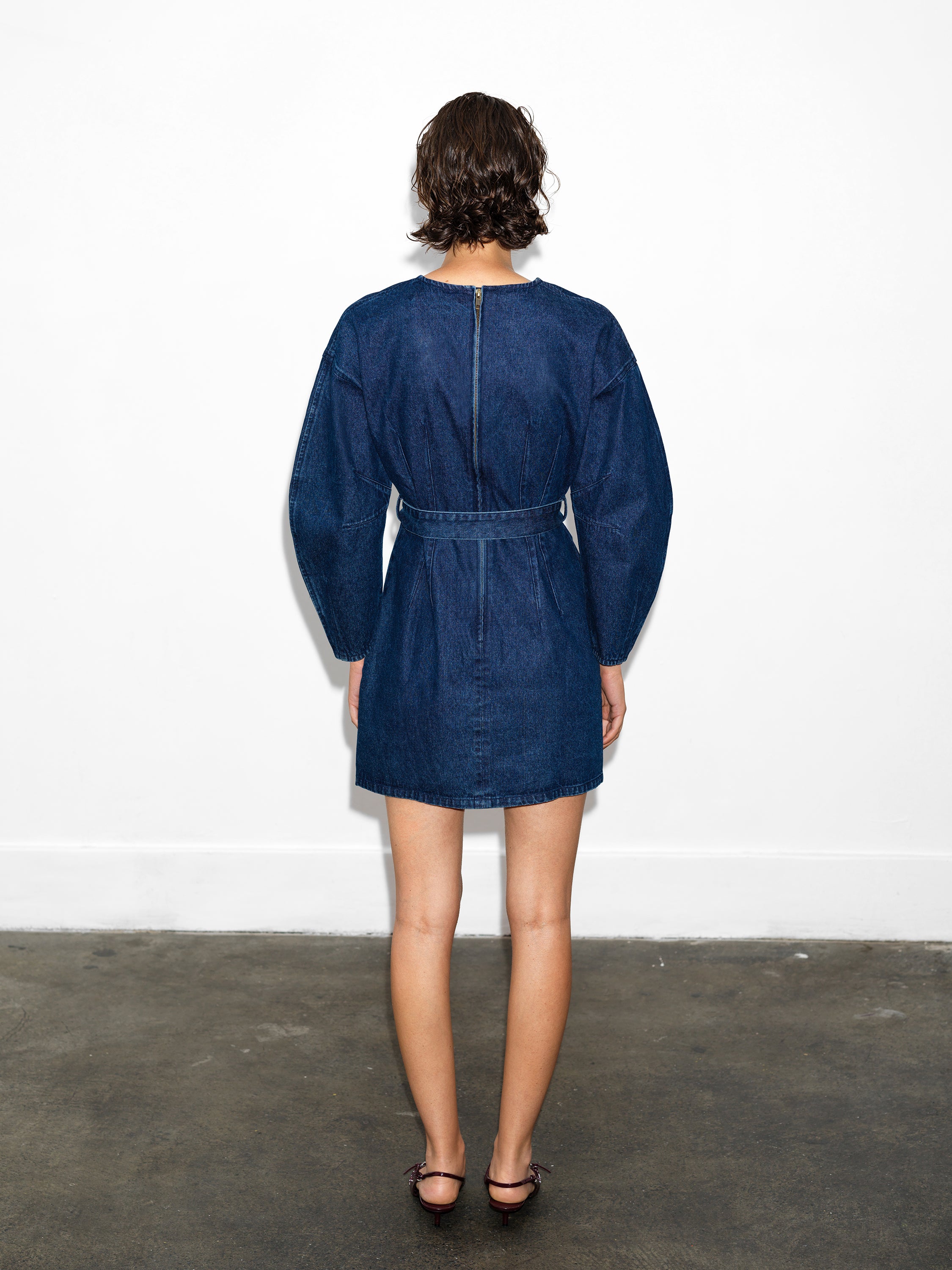fcuk denim dress Leighton Denim Banana Sleeve Mini Dress Dark Indigo