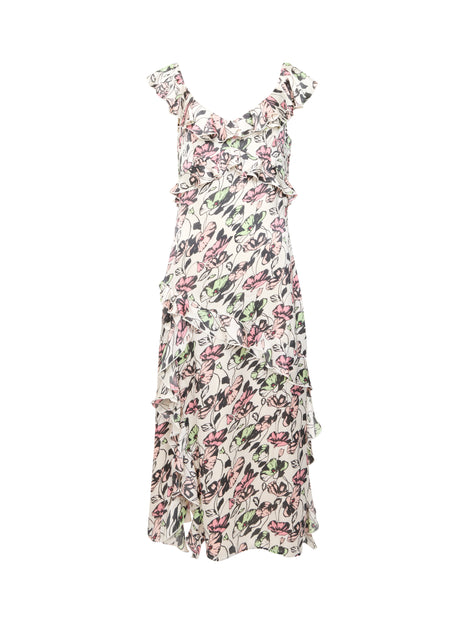Ellie Kelsy Ruffled Slit Midi Dress