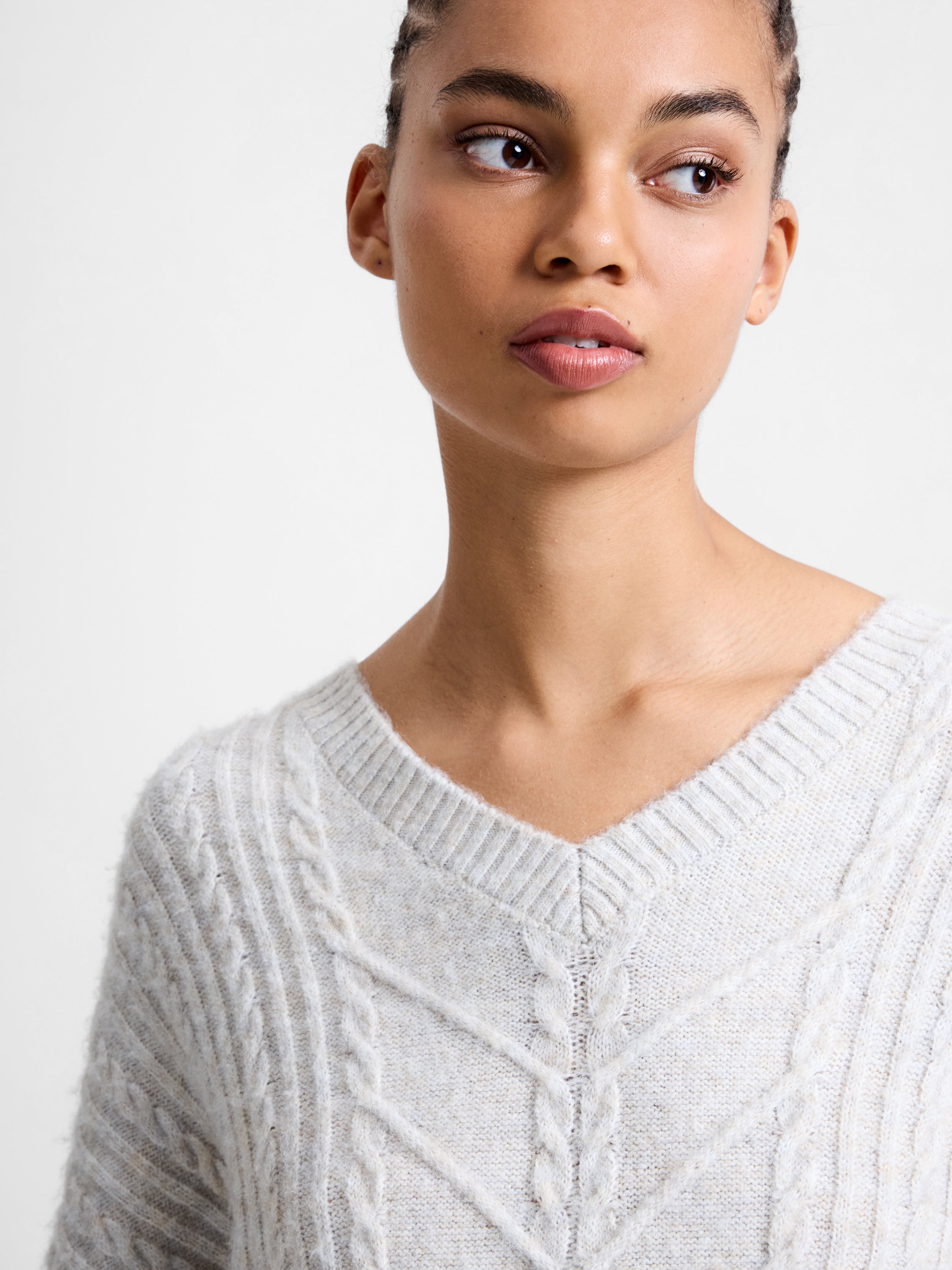 Marine Cable Knit Jumper Dress Pebble Grey Neutral