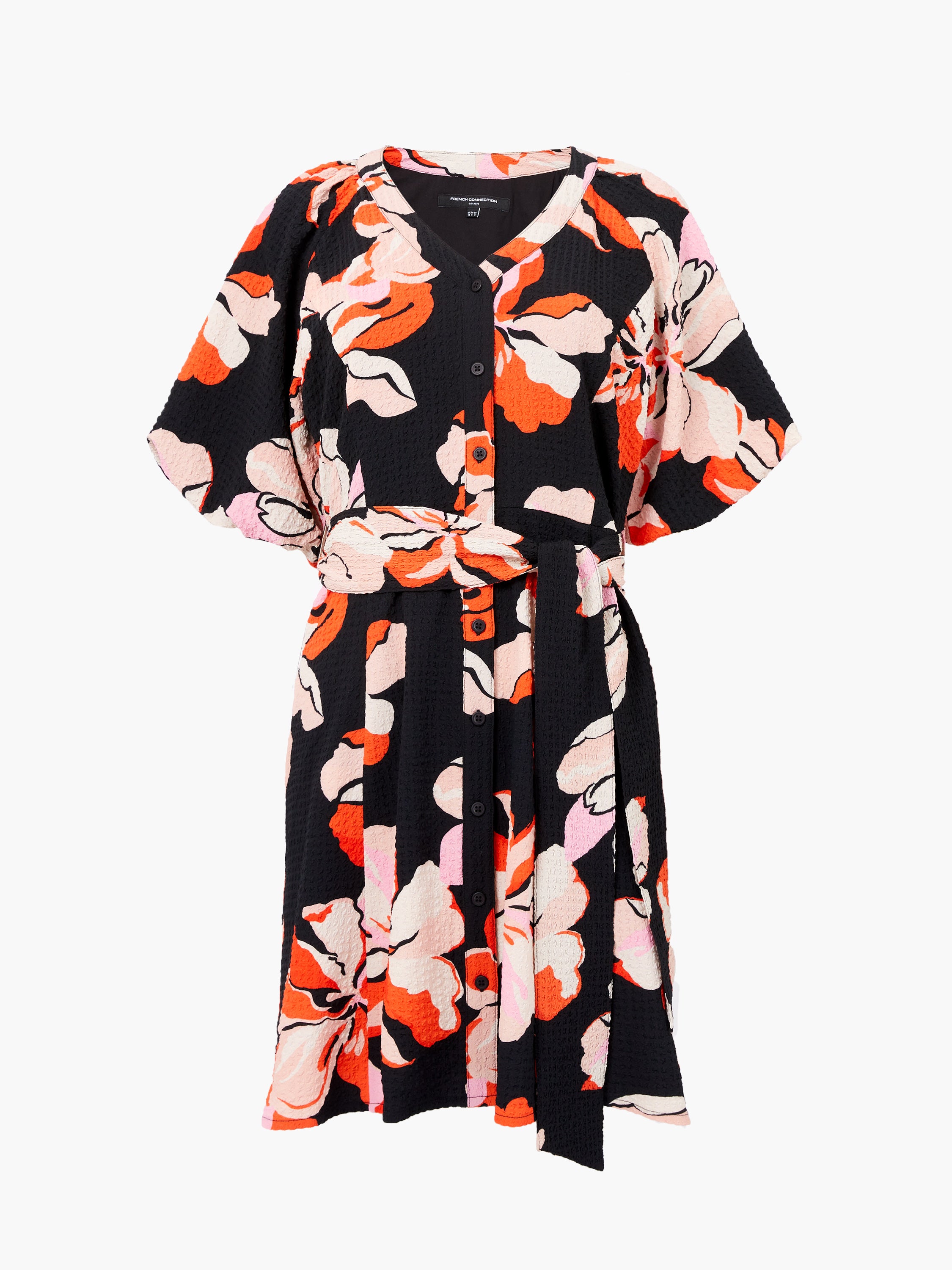 Milani Rhian Puff Sleeve Mini Dress Black Multi Floral | French Connection  UK