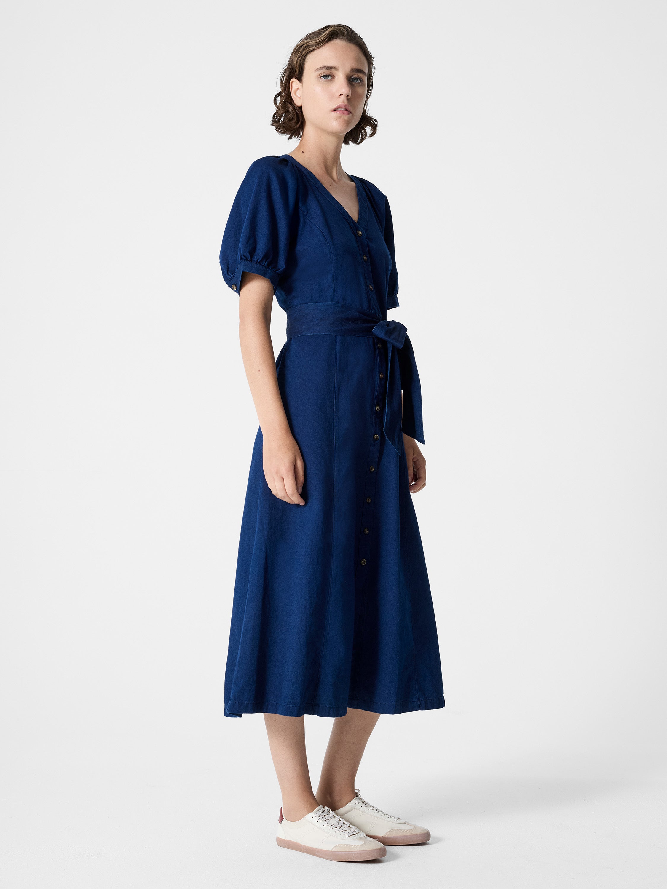 coast guard service dress blues Sandrine Jacquard Midi Dress in Daisy Jacquard Blue