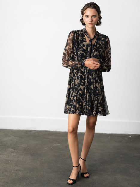 Hallie Snake Chiffon Mini Dress