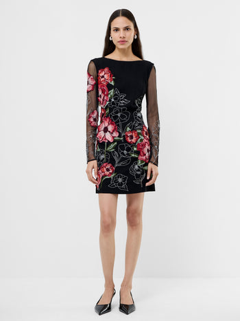 Astrida Darcy Crepe Embroidered Mini Dress