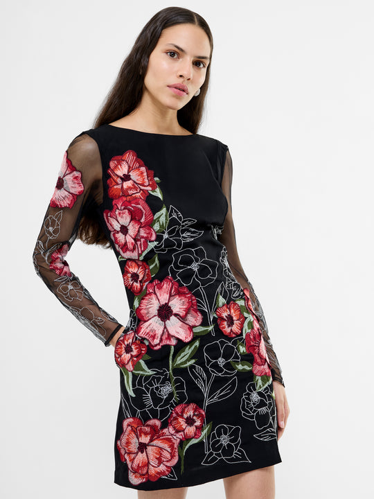 Astrida Darcy Crepe Embroidered Mini Dress
