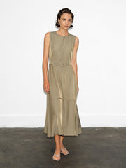 Celina Cupro Sleeveless Cargo Belted Dress