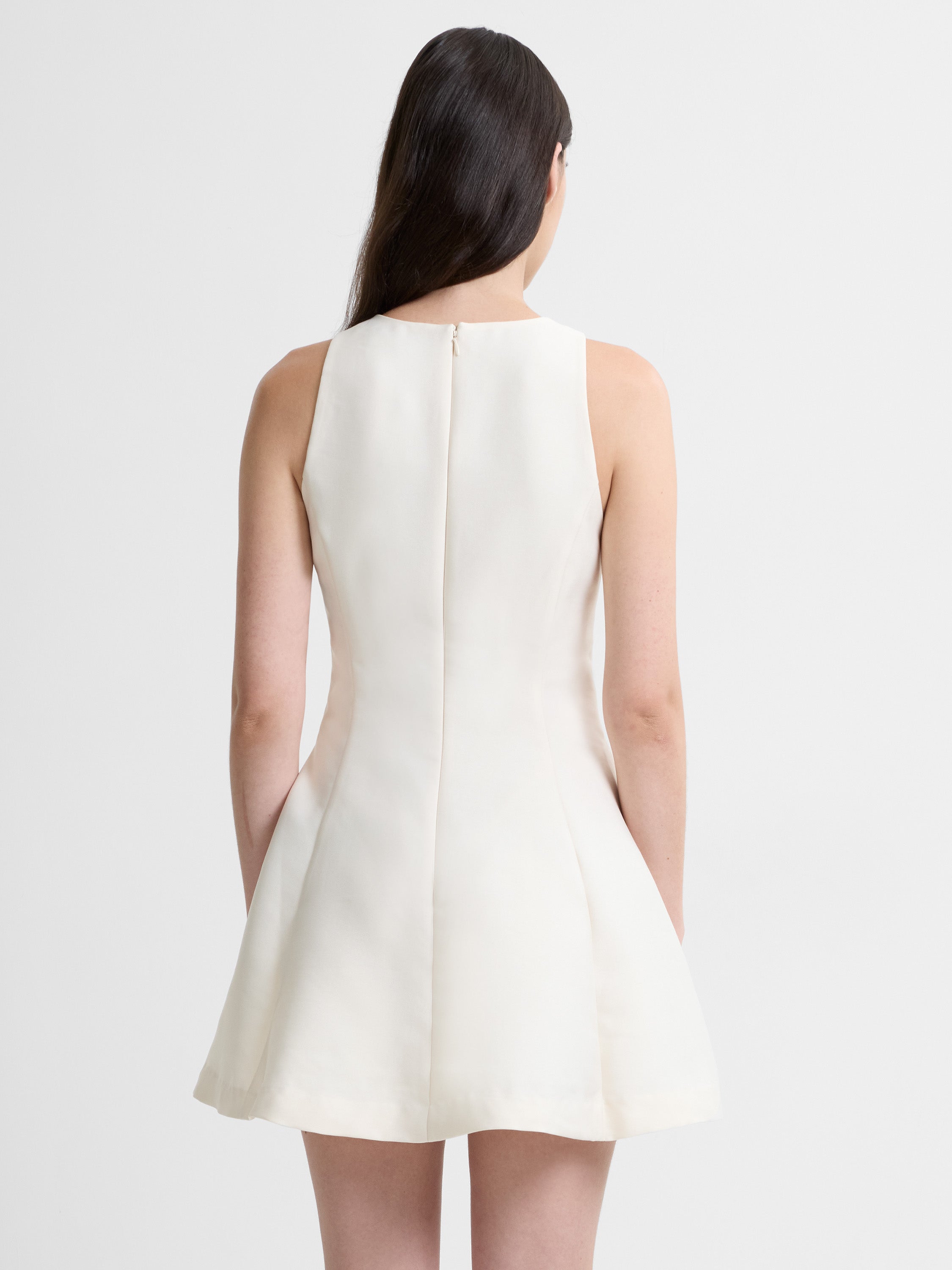 Structured Taffeta Flare Mini Dress Porcelain Cream | French Connection UK