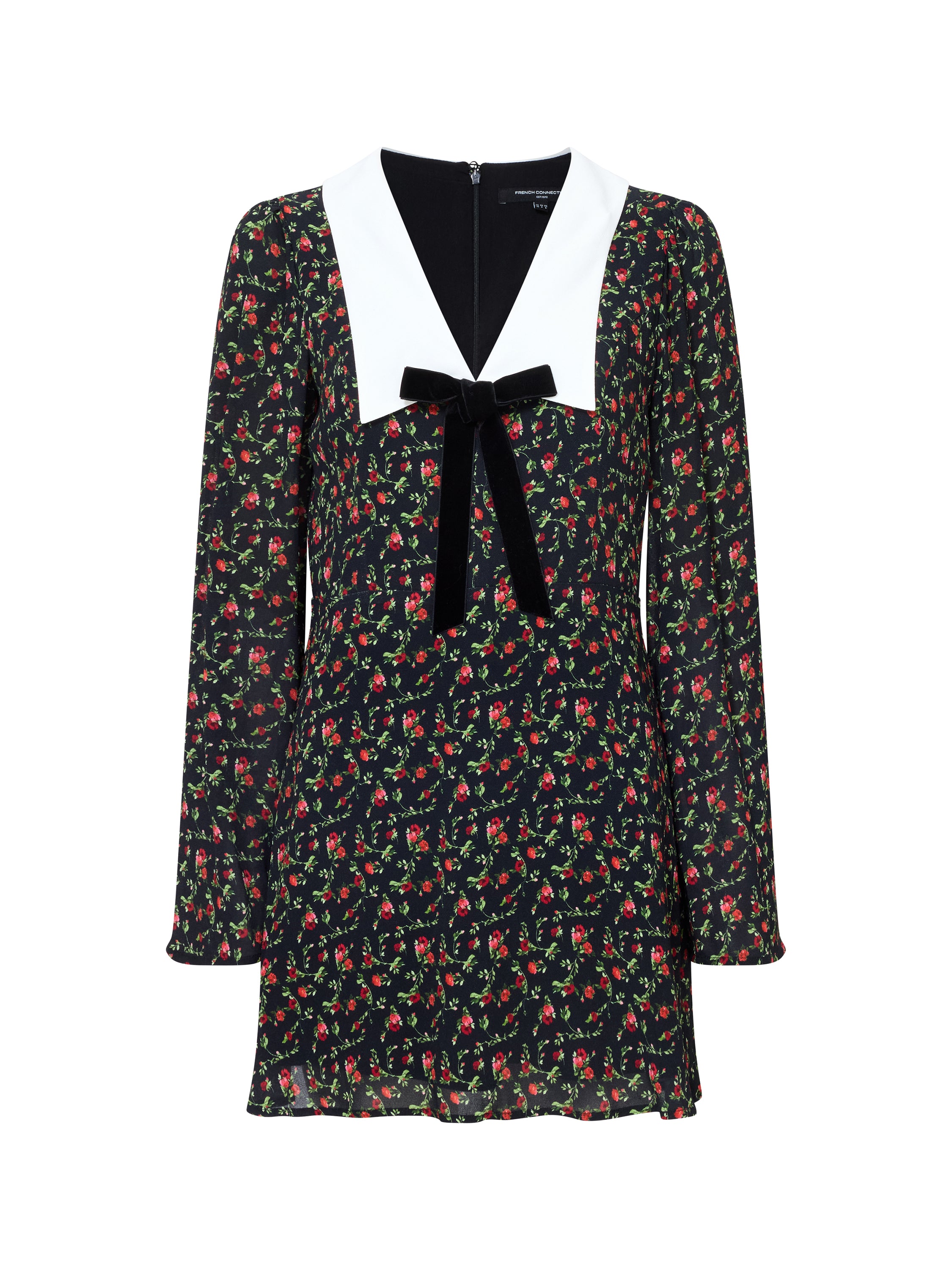 Yasmin Crepe Collar Long Sleeve Mini Dress