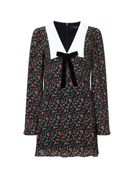 Yasmin Crepe Collar Long Sleeve Mini Dress