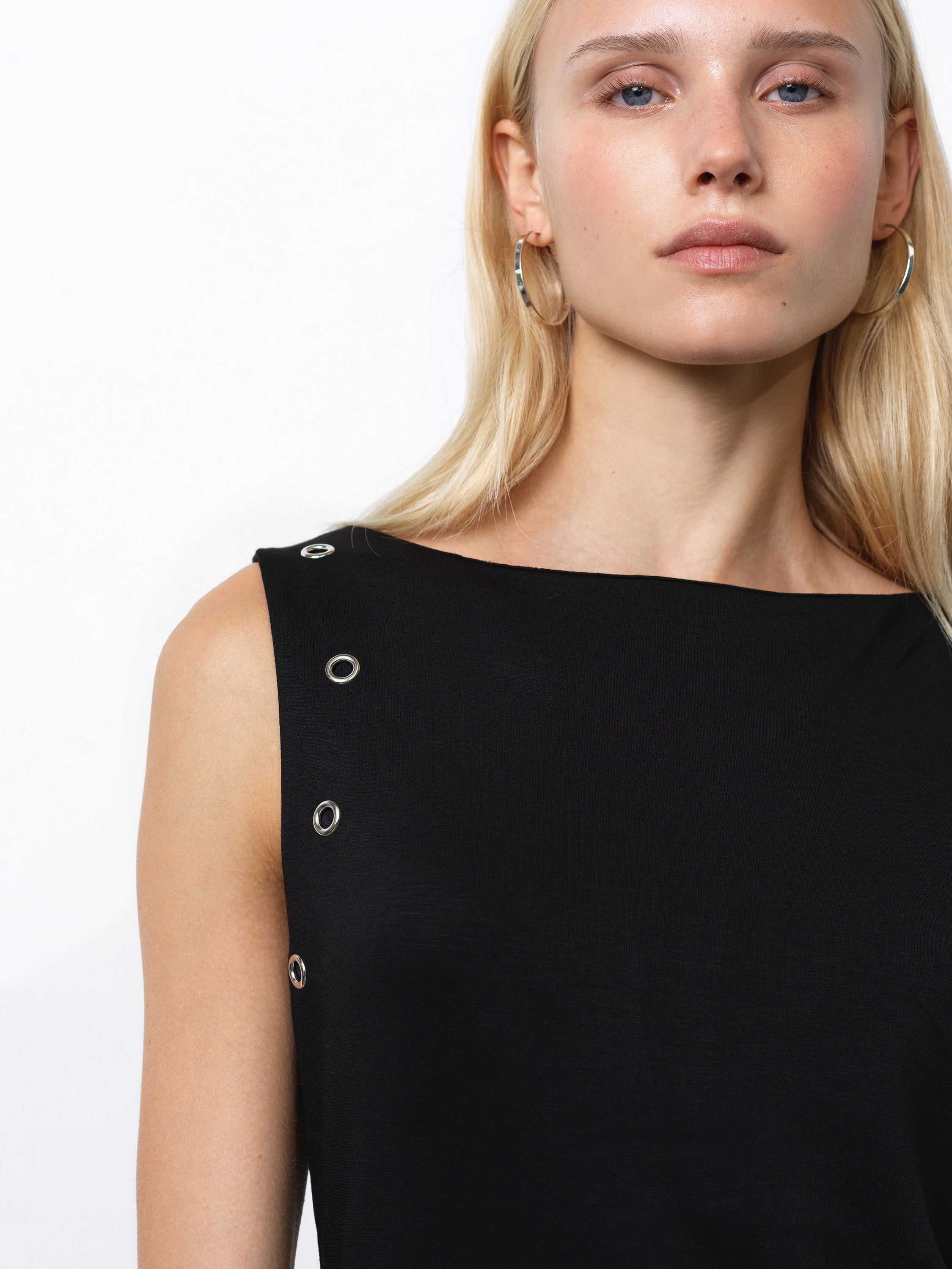 Orla Jersey Eyelet Midi Dress Black