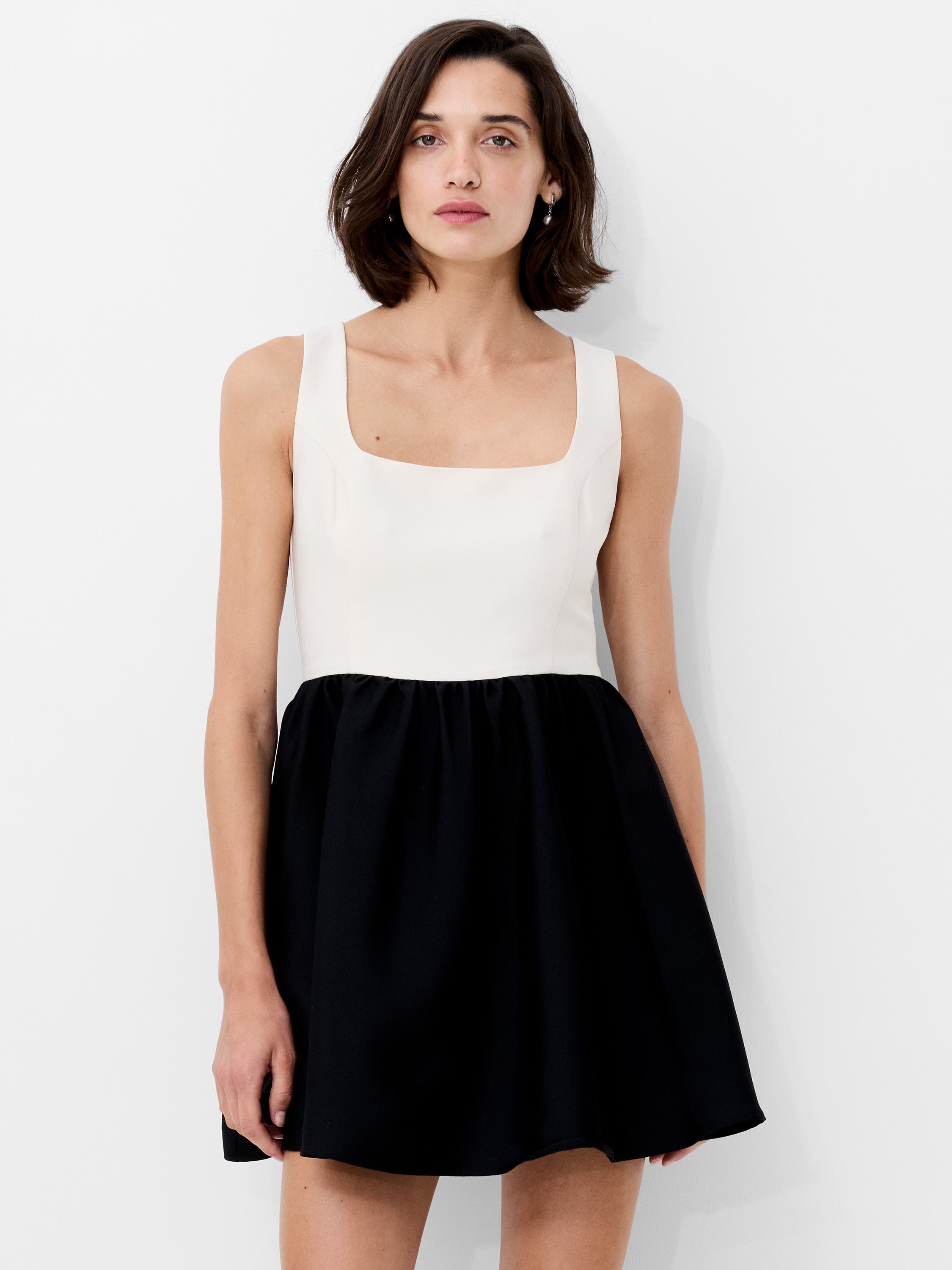 french connection black and cream dress French Connection Women's Phoebe Alicia Sleeveless Maxi Dress