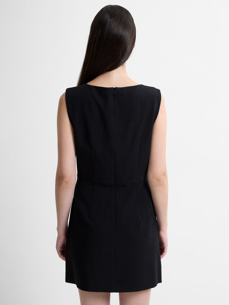 Azra Twill Contrast Satin Bow Mini Dress