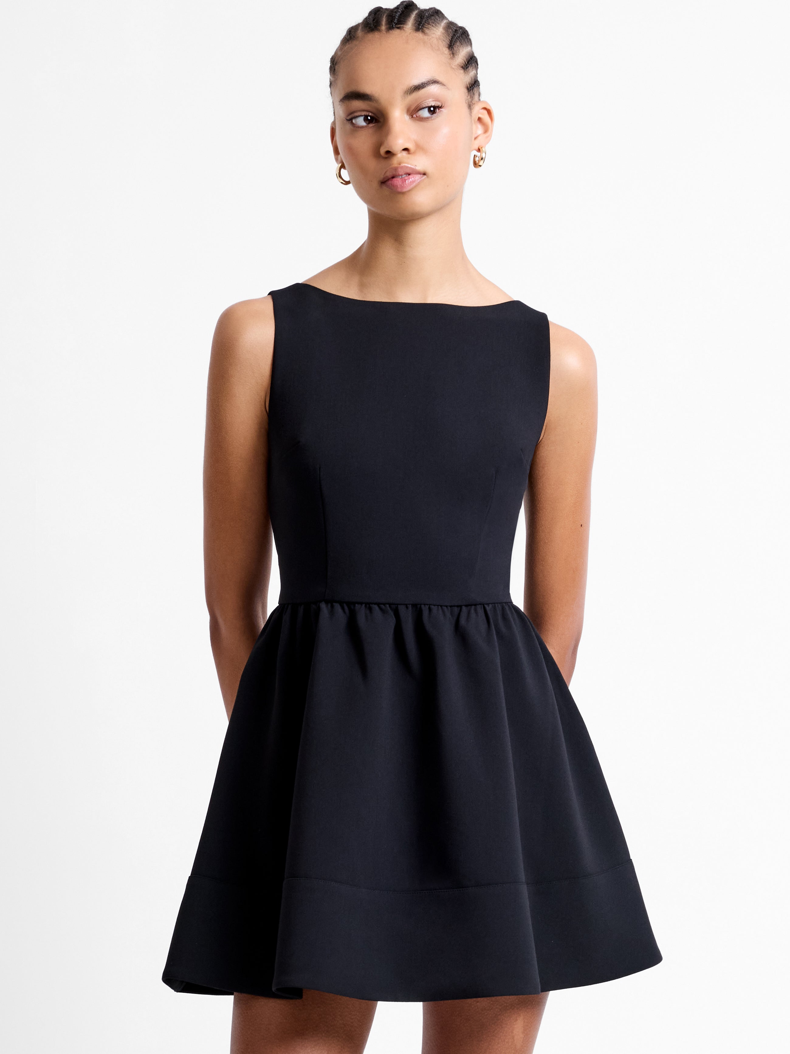 Azra Twill Low Back Mini Dress Black | French Connection UK
