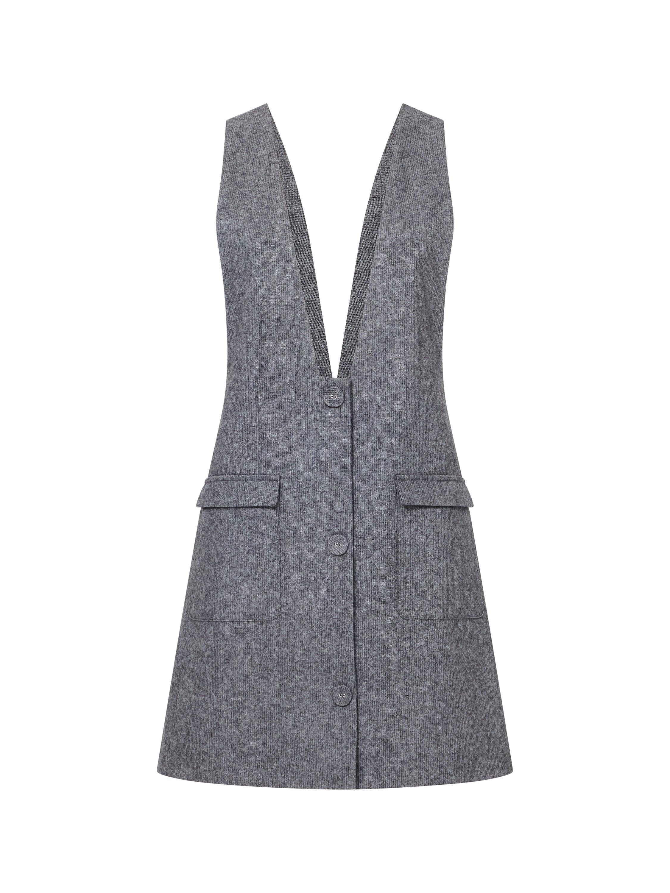 V Neck Pinafore Mini Dress